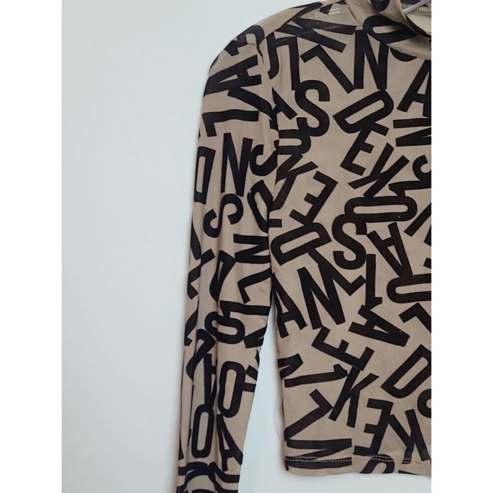 Shein Semi Sheer Letter Print Top Medium - Picture 2 of 9